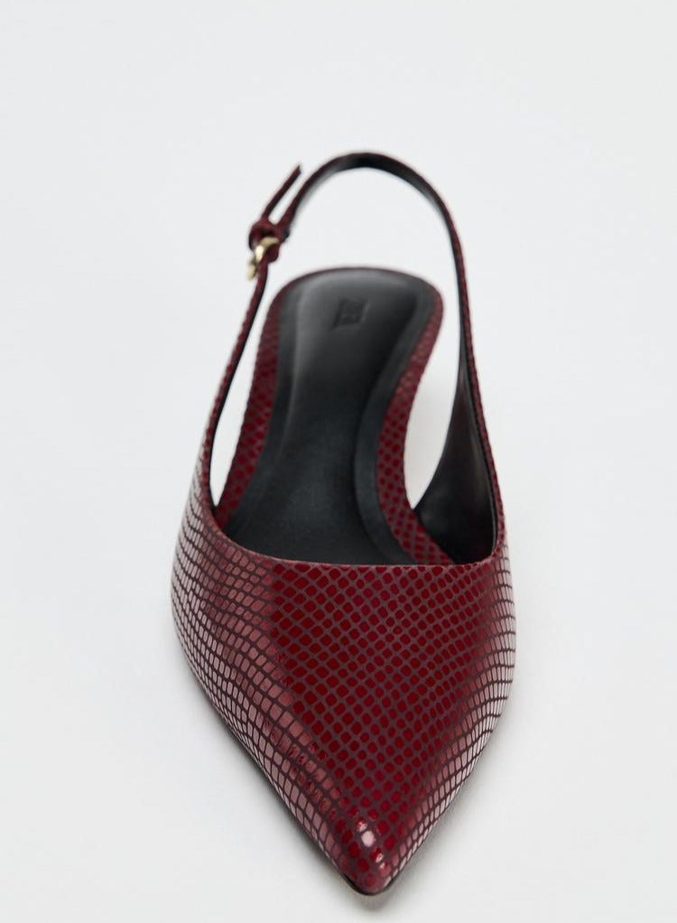 زارا طبعة محدودة من الجلد المزخرف بنقوش جلدية بكعب عالٍ بكعب رفيع - Image 3