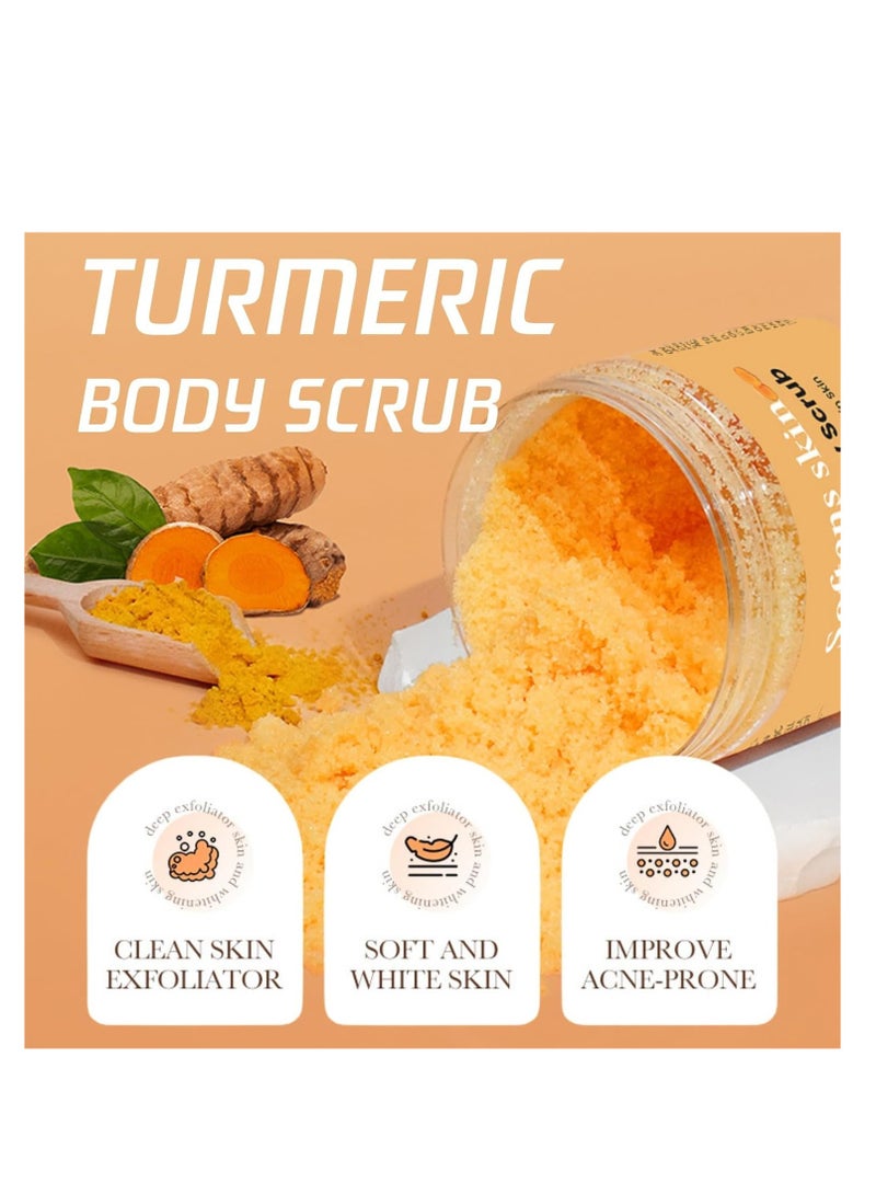 SKIN Turmeric Exfoliating Body Scrub – Vitamin C Infused Scrub for Deep Cleansing, Removing Dead Skin, and Fading Dark Spots – Face and Body Exfoliator for Women and Men, 250g - Image 4