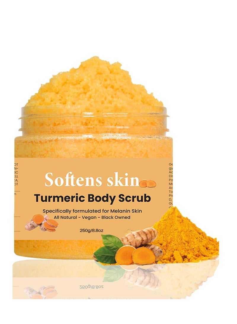 SKIN Turmeric Exfoliating Body Scrub – Vitamin C Infused Scrub for Deep Cleansing, Removing Dead Skin, and Fading Dark Spots – Face and Body Exfoliator for Women and Men, 250g - Image 1