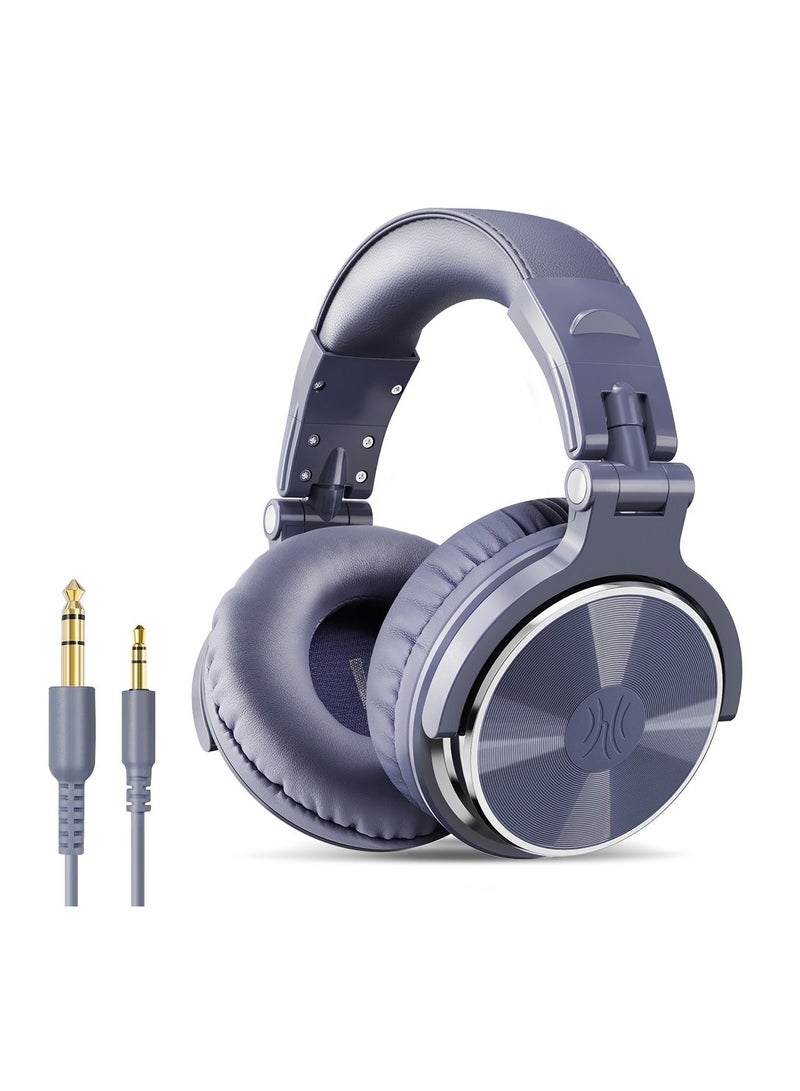 OneOdio Pro 10 Wired Over-Ear Bass Headset with 50Mm Shareport and Mic for Recording Monitoring Podcast Guitar PC TV Light Blue - Image 1