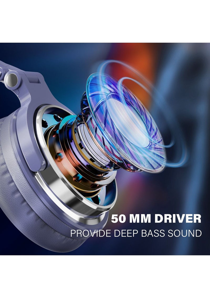 OneOdio Pro 10 Wired Over-Ear Bass Headset with 50Mm Shareport and Mic for Recording Monitoring Podcast Guitar PC TV Light Blue - Image 3