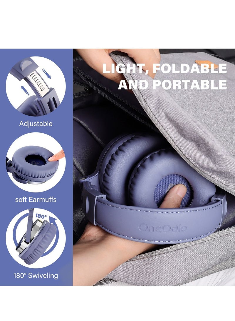 OneOdio Pro 10 Wired Over-Ear Bass Headset with 50Mm Shareport and Mic for Recording Monitoring Podcast Guitar PC TV Light Blue - Image 5