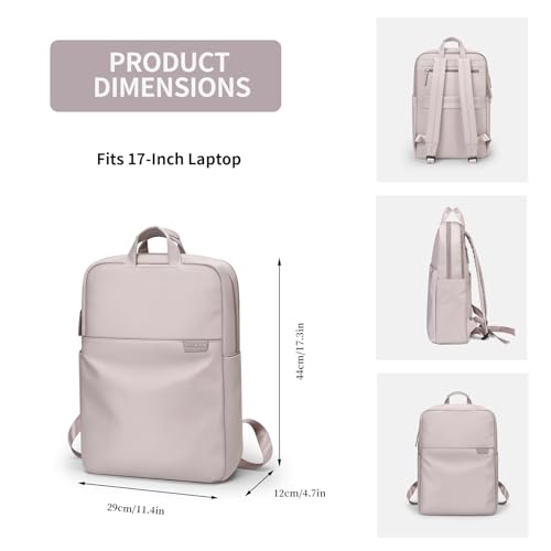 GOLF SUPAGS Travel Laptop Backpack for Women Anti Theft Slim Durable College Bookbag Business Computer Bag Fit 17Inch Notebook (Pinkish Grey, 17Inch) - Image 2