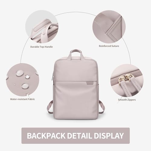 GOLF SUPAGS Travel Laptop Backpack for Women Anti Theft Slim Durable College Bookbag Business Computer Bag Fit 17Inch Notebook (Pinkish Grey, 17Inch) - Image 4