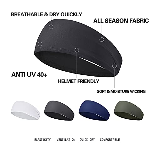 Acozycoo Mens Running Headband,5Pack,Mens Sweatband Sports Headband for Running,Cycling,Basketball,Yoga,Fitness Workout Stretchy Unisex Hairband (Black,White, Green, Dark Gray, Dark Blue) - Image 5