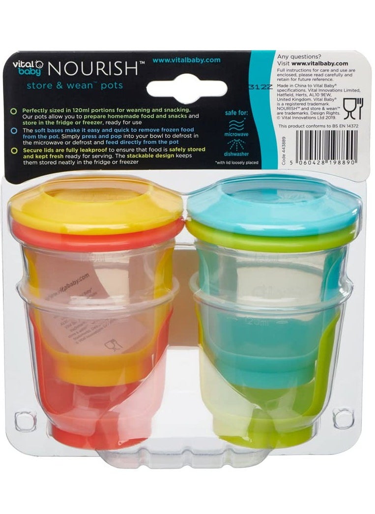 Nourish Store and Wean Pots 4 Pieces 120 Ml