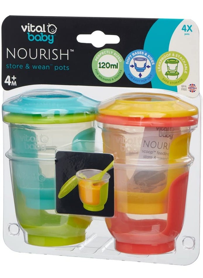 Nourish Store and Wean Pots 4 Pieces 120 Ml