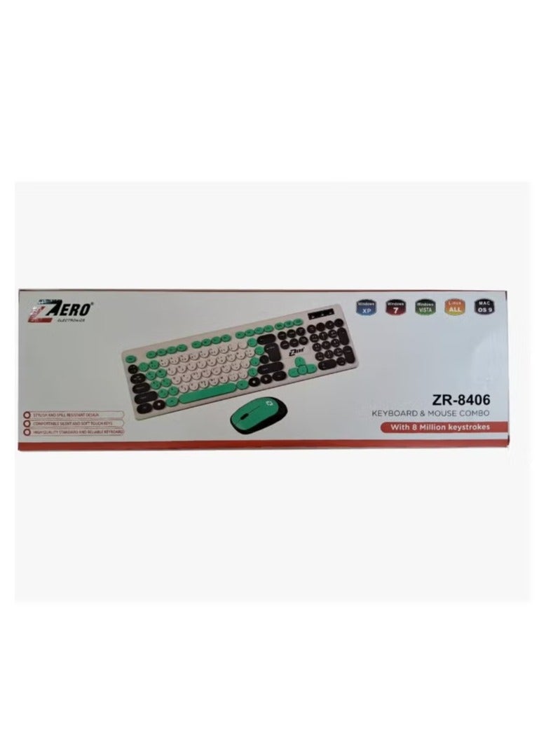 Wireless keyboard and Mouse Compatible with Windows, Mac and Linux operating systems - from Zero Model ZR - 8406