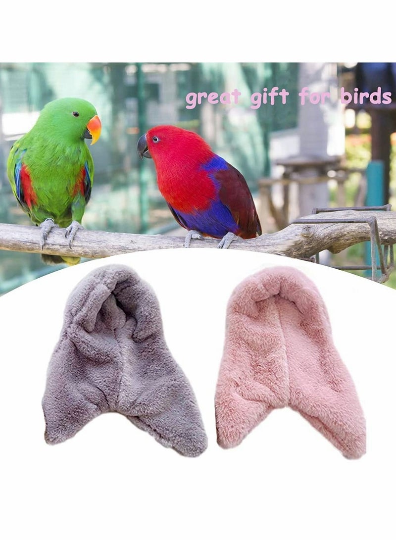 Plush Bird Tent, Parrot Toy, Comfortable Corner Hanging Warm Blanket Bird Nest Bird Bed, Bird Cage Hammock Warm Nest for Parrot Lovebirds Small and Medium Birds (2pcs, Gray Pink) - Image 4