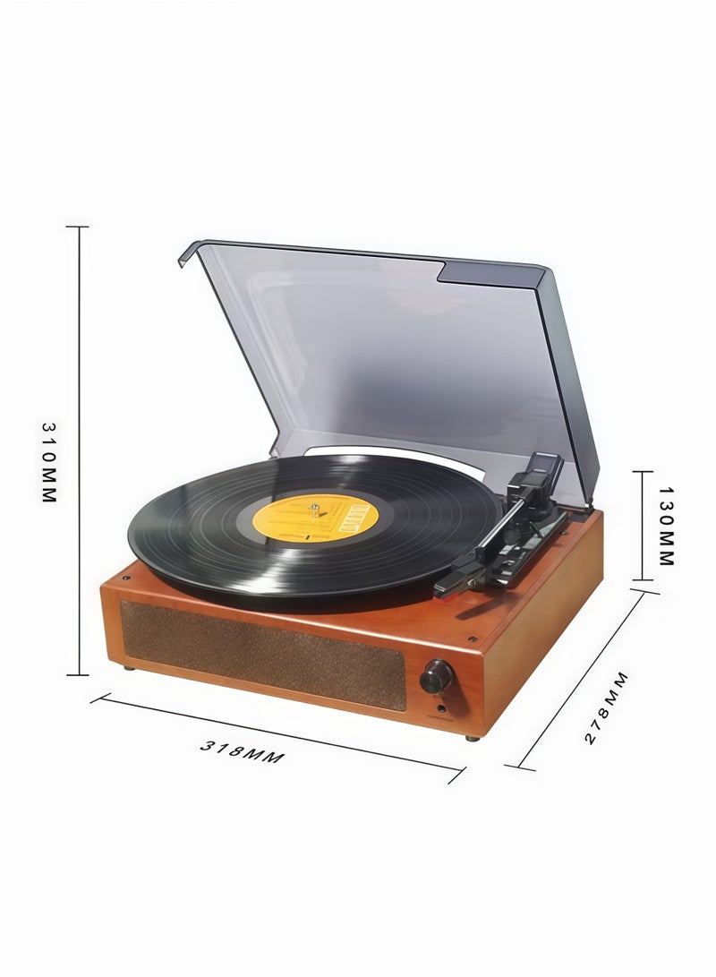 شو وو فونوغراف عتيق، مشغل أسطوانات فينيل محمول، فونوغراف أسطوانات دوارة عتيق، جرامافون جلدي خشبي عالي الجودة، مشغل أسطوانات فينيل عتيق لاسلكي يعمل بالبلوتوث، جرامافون عتيق مع مكبرات صوت، يمكن ربط البلوتوث وذاكرة USB، صوت ستيريو أسود من النوع الأوروبي - Image 2