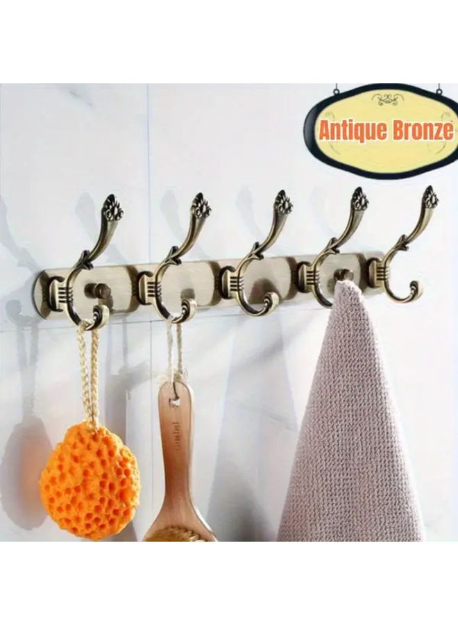 Antique Bronze Wall Mounted Clothes Rack 5 Hooks Heavy Duty Stainless Steel Space Saving - Image 3