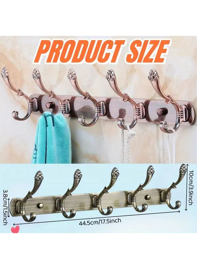 Antique Bronze Wall Mounted Clothes Rack 5 Hooks Heavy Duty Stainless Steel Space Saving - Image 4