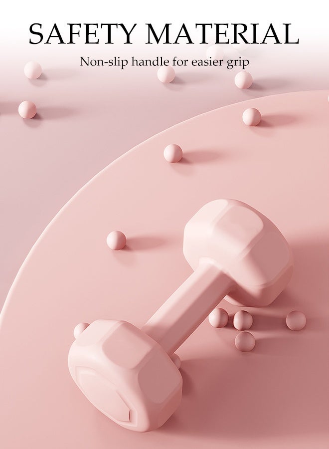 DUNISO 2 Pcs Dumbbells, Fitness Dumbbells, Weightlifting Dumbbells with Anti Slip Handles, Sturdy and Durable，Suitable For Fitness, Home Use, Exercise, Weightlifting, Yoga, 1.5KG Each，Pink - Image 4