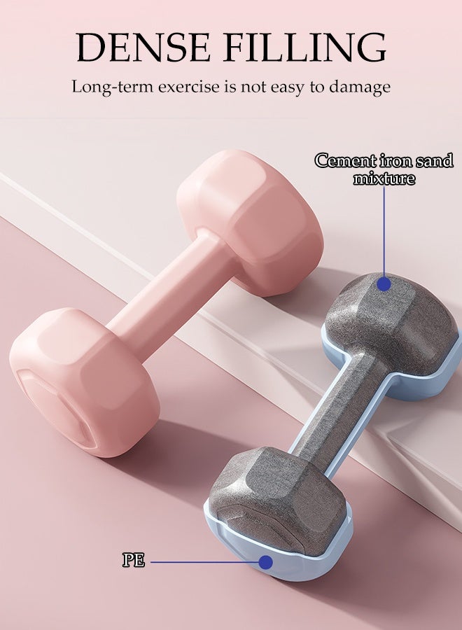 DUNISO 2 Pcs Dumbbells, Fitness Dumbbells, Weightlifting Dumbbells with Anti Slip Handles, Sturdy and Durable，Suitable For Fitness, Home Use, Exercise, Weightlifting, Yoga, 1.5KG Each，Pink - Image 5