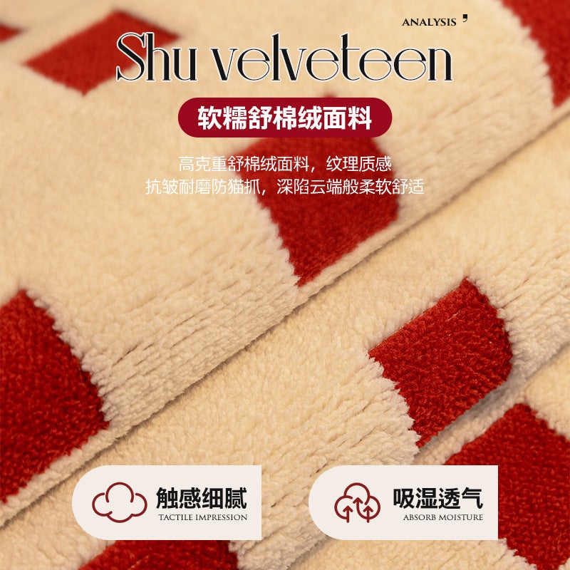 New One-Piece Sofa Cushion, Non-Slip, High-End, Irregular Pattern, Comfortable Cotton Velvet Chenille Sofa Cushion, Scratch-Resistant, Christmas - Image 3