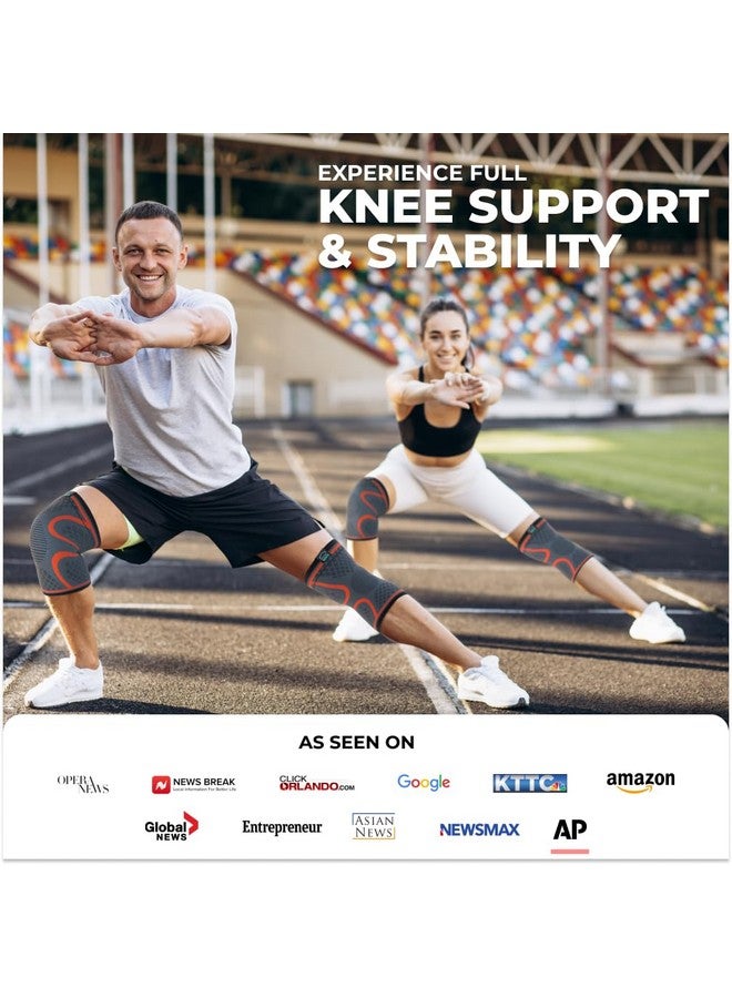 Modvel Compression Knee Brace for Women & Men, 2-Pack Knee Brace for Running Knee Pain, Knee Support Compression Sleeve, Workout Sports Knee Braces for Meniscus Tear, ACL & Arthritis Pain Relief - Image 2