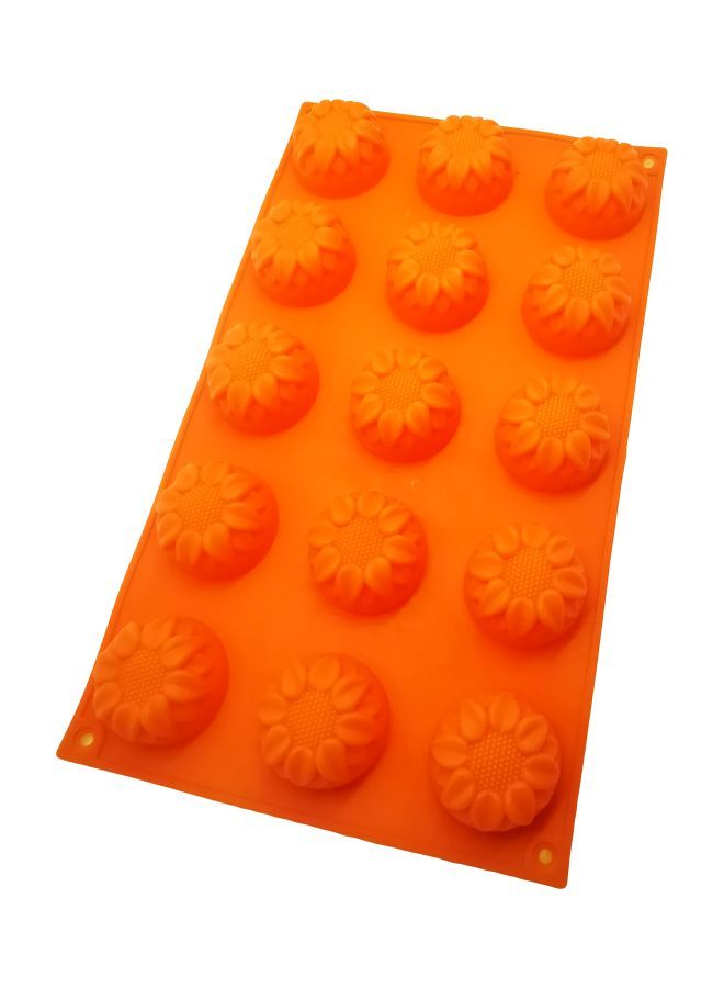 NIBEMINENT 15-Cavity Sunflower Shape Chocolate Molds Orange 29.5x17centimeter