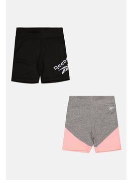 Reebok Toddlers Girls 2 Piece Brand Logo Pull On Short, Black  - Image 1