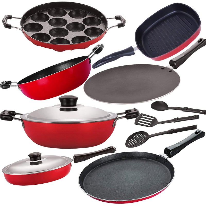 Nirlon Nirlon Non Stick Coated Chemical Free Healthy Kitchen Cooking Utensil Combo Set FT12_CT12_FP12_KD12_DKDB_AP_GP22_3SPN  - Image 1