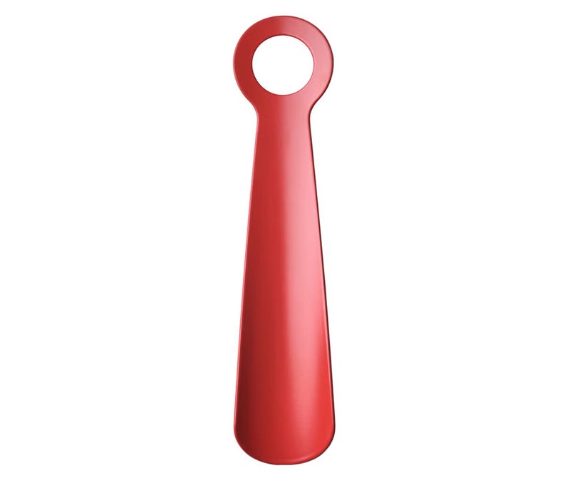 Metal Shoehorn, Short Red Durable Shoe Horn, Portable Travel Shoe Helper with Easy Grip, Compact Design - Image 1