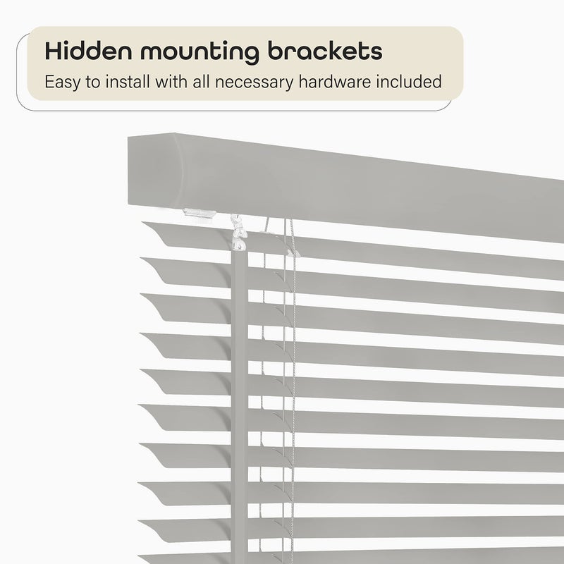 Achim Cordless Light Filtering Mini Blind - 27 Inch Width, 64 Inch Length, 1" Slat Size - Grey - Cordless GII Morningstar Horizontal Windows Blinds for Interior by Achim Home Decor - Image 3