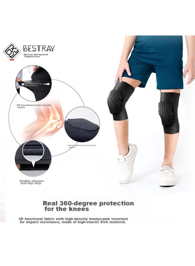 Bestray Children's Basketball Knee Pads, Anti-fall Thin Elbow Guards, Professional Impact-resistant Short Sports Soccer Kids Set, Cycling Protective Gear - Image 2