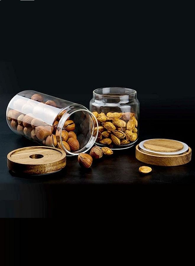 Glass Jar Glass Storage Jars with Airtight wood Lid  3 Pack 1000ML  - Image 2