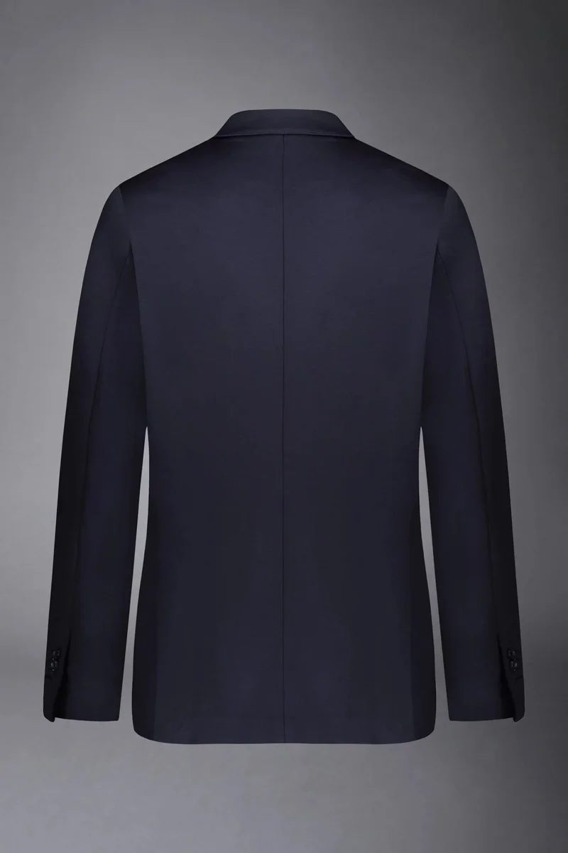 Doppelganger Blue Men's single-breasted jacket in jersey regular fit - DK Blue for Men | Best Price UAE