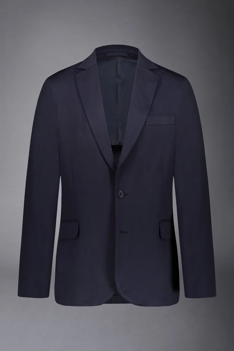 Doppelganger Blue Men's single-breasted jacket in jersey regular fit - DK Blue for Men | Best Price UAE