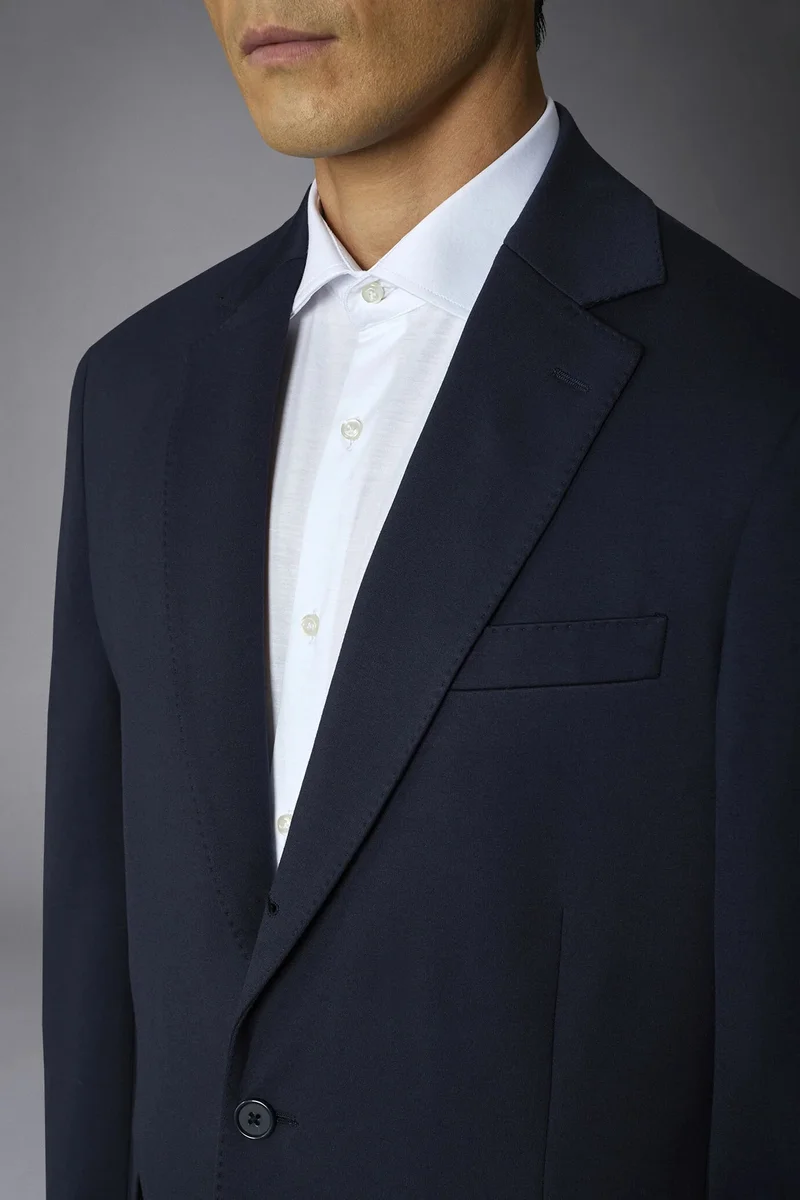 Doppelganger Blue Men's single-breasted jacket in jersey regular fit - DK Blue for Men | Best Price UAE