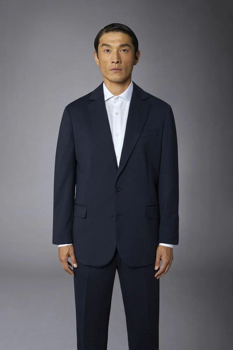Doppelganger Blue Men's single-breasted jacket in jersey regular fit - DK Blue for Men | Best Price UAE