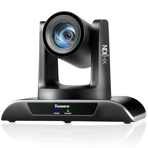 Tenveo NDI PTZ Camera AI Humanoid & Face Auto-Tracking, HDMI/LAN/USB3.0 PoE PTZ Camera 20X Optical Zoom IP Live Streaming, FHD 1080P 60FPS, for Church Services Worship Video Conference Live Streaming - Image 1