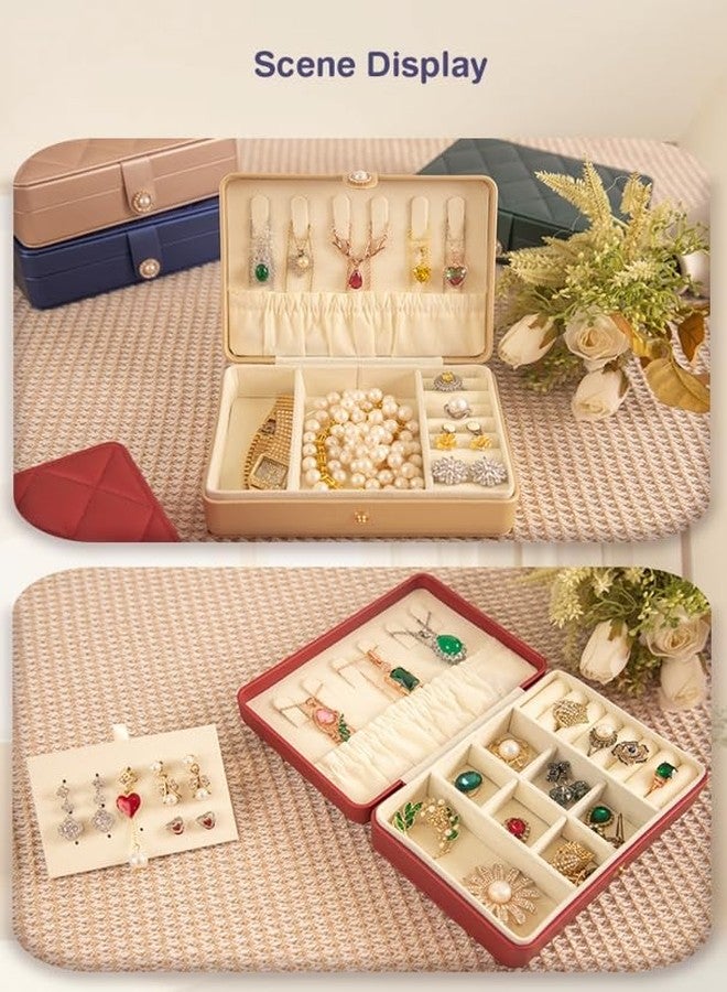 OANGO Small Travel Jewelry Box, Portable Faux Leather Organizer for Necklaces, Earrings, Rings, Lipstick & Makeup Accessories - Random Color - Image 5