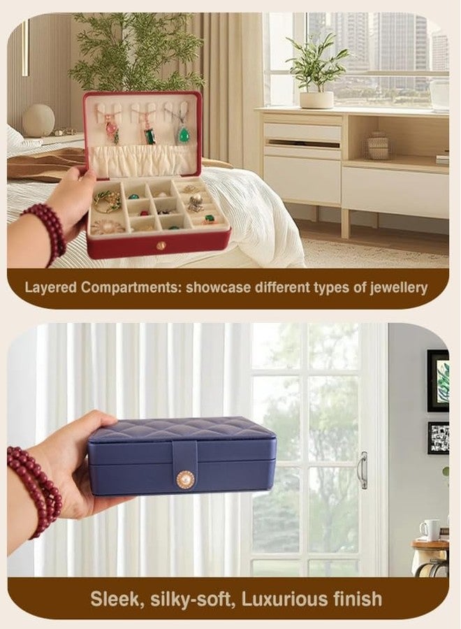 OANGO Small Travel Jewelry Box, Portable Faux Leather Organizer for Necklaces, Earrings, Rings, Lipstick & Makeup Accessories - Random Color - Image 3