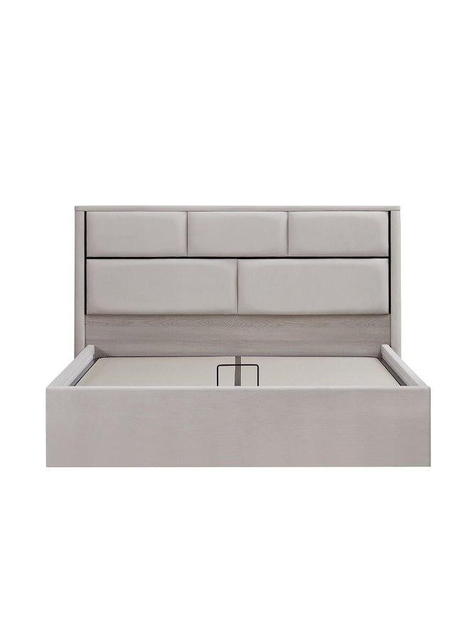 DANUBE HOME Trevor 180 x 200 King Bed with Hydraulic Underbed Storage Modern Wooden Bed with Storage Stylish King Size Bed for Bedroom Space Saving Bed with Lift Up Storage Beige - Image 1