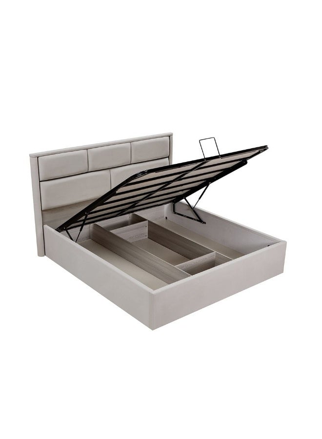 DANUBE HOME Trevor 180 x 200 King Bed with Hydraulic Underbed Storage Modern Wooden Bed with Storage Stylish King Size Bed for Bedroom Space Saving Bed with Lift Up Storage Beige - Image 3