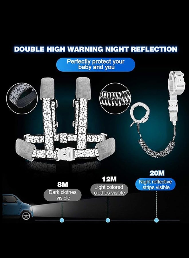 حزام أمان الأطفال العاكس مع وصلة معصم مضادة للفقدان - مقود مشي للأطفال بحزام معصم وقفل لاستخدامه في السفر والأنشطة الخارجية للأولاد والبنات - Image 4
