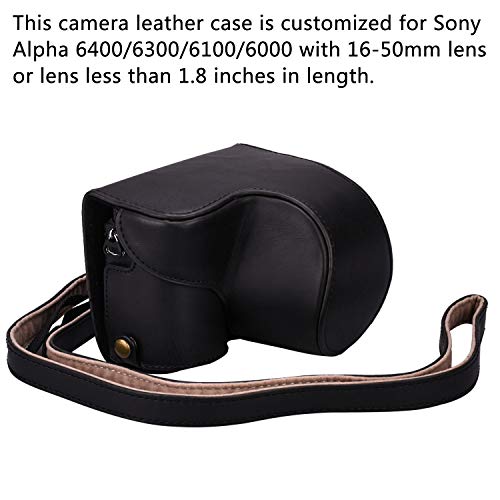 Hargedis XEVN for sony a6400 case,for sony a6300 case,Premium PU Full Body Leather Camera Case Bag for sony alpha a6300 a6000 a6100 a6400 Fit 16-50mm Lens with camera Shoulder Strap(Black) - Image 2