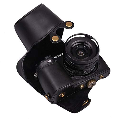 Hargedis XEVN for sony a6400 case,for sony a6300 case,Premium PU Full Body Leather Camera Case Bag for sony alpha a6300 a6000 a6100 a6400 Fit 16-50mm Lens with camera Shoulder Strap(Black) - Image 1
