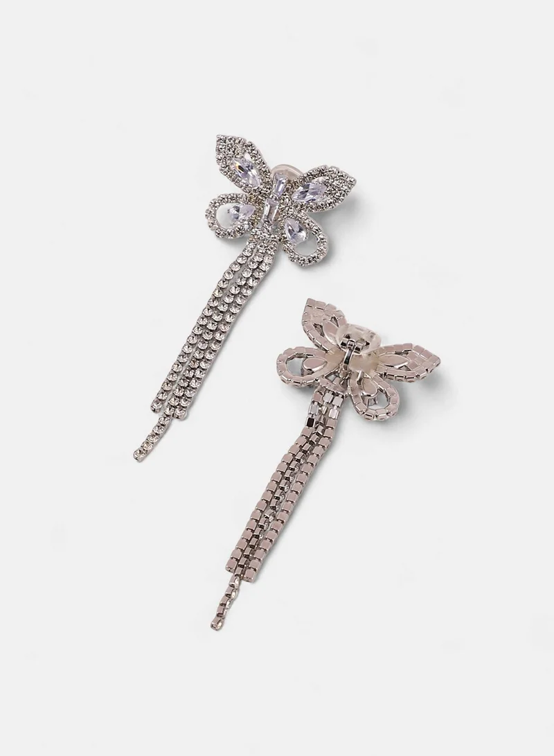 Sohi  Women The Bijou-Papillon Drop Earrings | Crystal  Colour | One-Size | Artificial Stone Alloy Material | Push Back Closure | Earrings For Casual & Evening Wear for Women | Best Price UAE