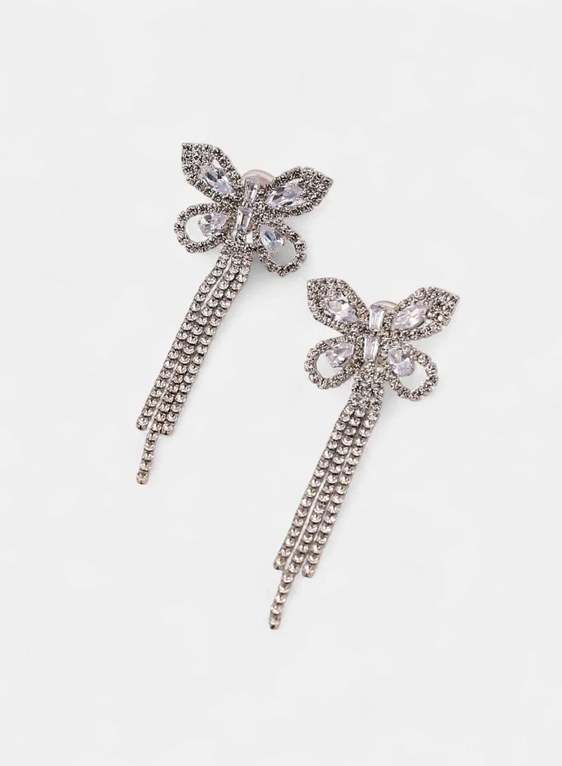 Sohi  Women The Bijou-Papillon Drop Earrings | Crystal  Colour | One-Size | Artificial Stone Alloy Material | Push Back Closure | Earrings For Casual & Evening Wear for Women | Best Price UAE