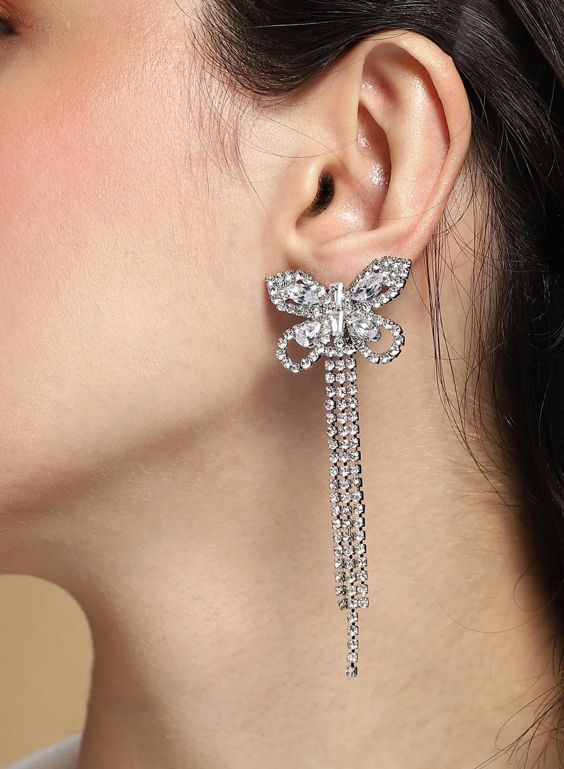 SOHI Women The Bijou-Papillon Drop Earrings | Crystal  Colour | One-Size | Artificial Stone Alloy Material | Push Back Closure | Earrings For Casual & Evening Wear