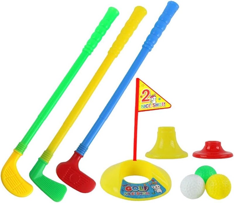 كلاراكو مضرب غولف متين للأطفال، مناسب للاستخدام المنزلي وفي الحديقة، أداة ممتعة للعب والتدرب على ضربات البوت، مع إمكانية وضع الهدف في الحفرة والعلم. - Image 1