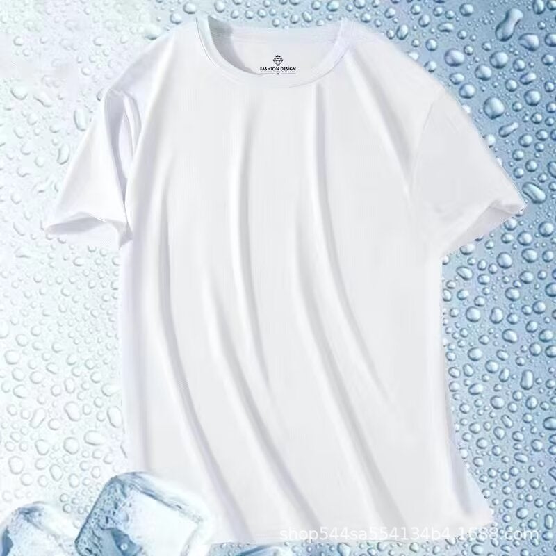 Summer Mens Classic Simple Slim-fit Comfortable Short-sleeved T-shirt Mens All-match Embroidered Lapel Polo Shirt Solid Color T-shirt White mesh short sleeves 