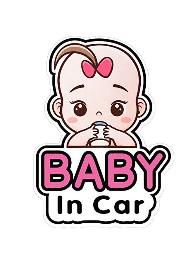 Outus 2 Pcs Baby In Car Stickers Sign And Decal For Girl Baby Car Sticker Removable Safety Sticker Notice Board Cute Baby Window Car Sticker On Board Stickers (Girl Style)  - Image 1