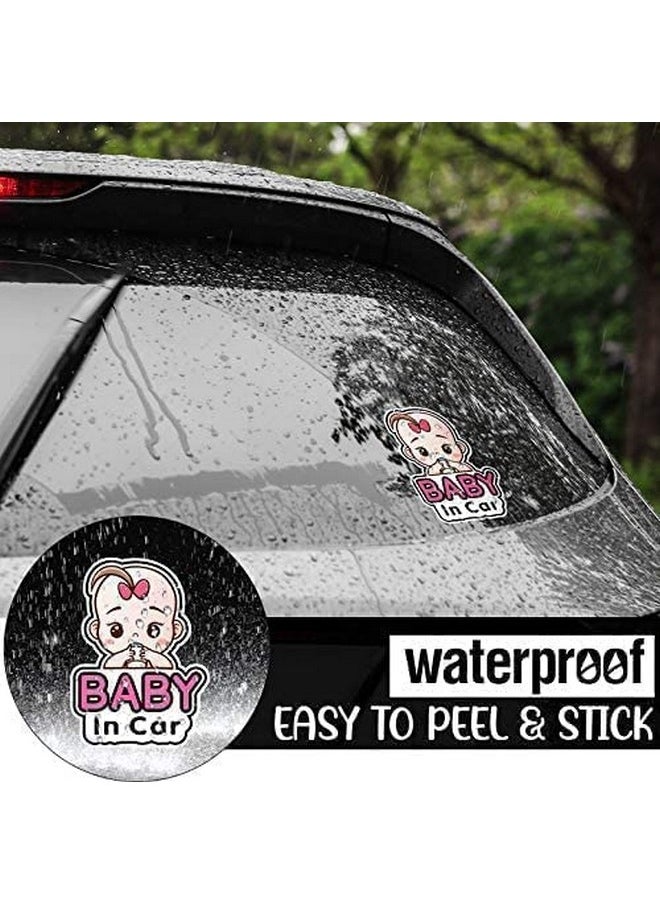 Outus 2 Pcs Baby In Car Stickers Sign And Decal For Girl Baby Car Sticker Removable Safety Sticker Notice Board Cute Baby Window Car Sticker On Board Stickers (Girl Style)  - Image 4