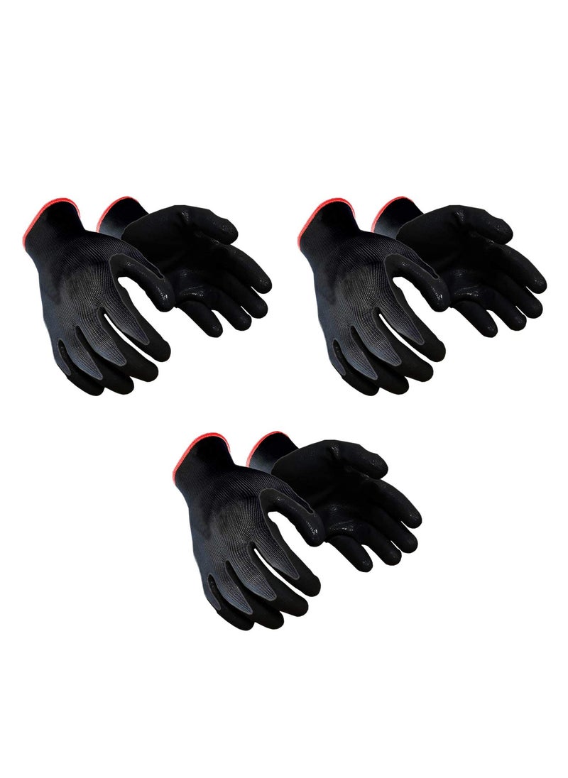 Klaxon Klaxon Nylon Safety Hand Gloves Black Pair of 3  - Image 1