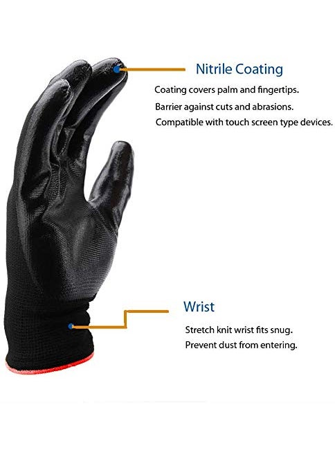 Klaxon Klaxon Nylon Safety Hand Gloves Black Pair of 3  - Image 4