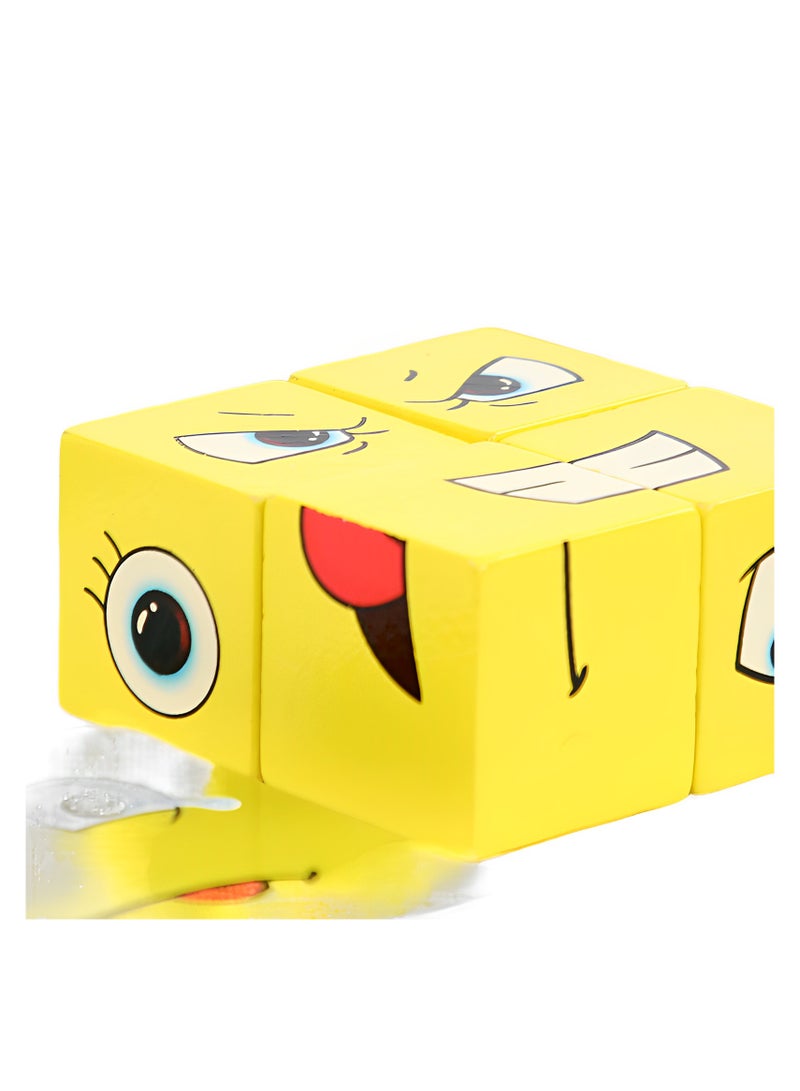 Wooden Cube Puzzle, Face Change Rubiks Cube,  3D Puzzle Face-Changing Magic Cube, Faces Expression Wooden Cube Puzzle  - Image 4