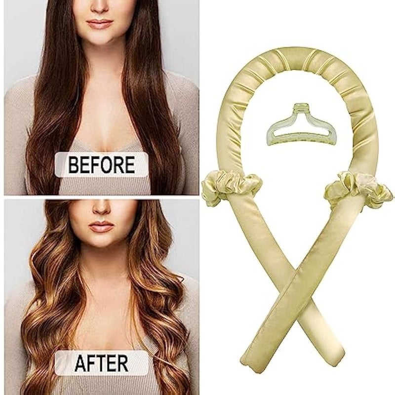 RYTABEE Heatless curling iron - Heatless curling iron headband - Satin heatless curling - Overnight curling headband - No heat required, creates beautiful curls without damaging the hair (beige) - Image 5